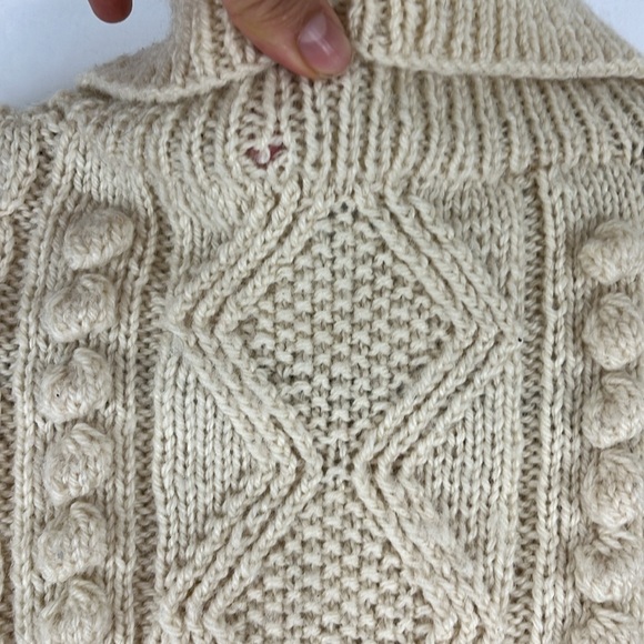 Unbranded Cable and Popcorn Knit Wool Fisherman's Turtleneck Sweater - Picture 9 of 10